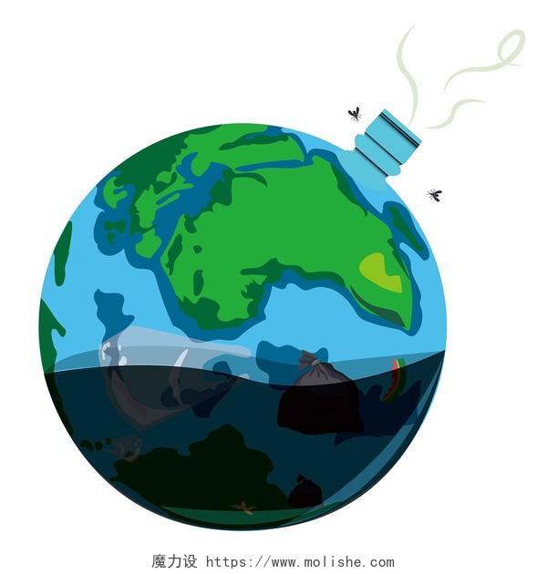 海洋垃圾地球元素环保水瓶世界海洋日海洋垃圾